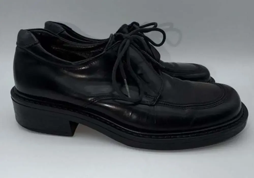 Bass Black Leather Square Toe Lace-Up Derby Oxford Shoes Men's Size 5